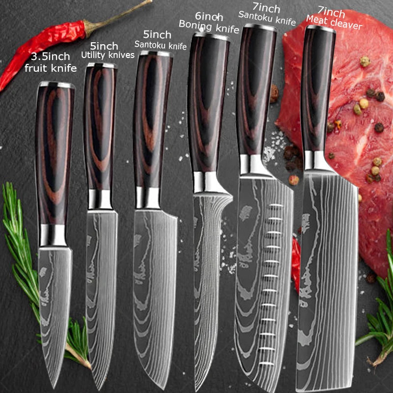 Conjunto de Facas de Cozinha Damascus — Faca de Chef Profissional
