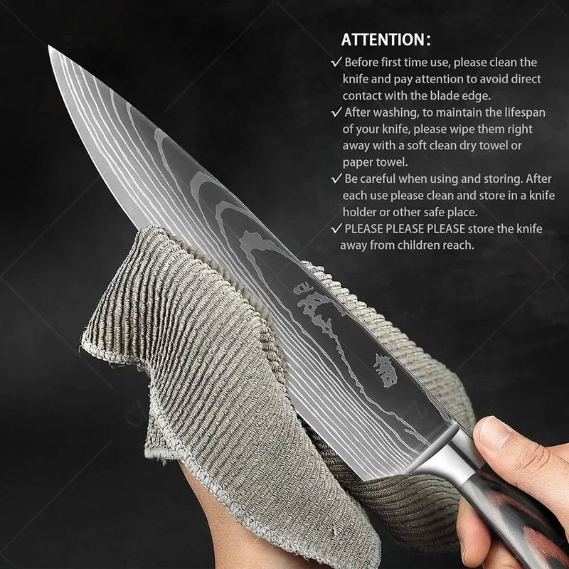 Conjunto de Facas de Cozinha Damascus — Faca de Chef Profissional