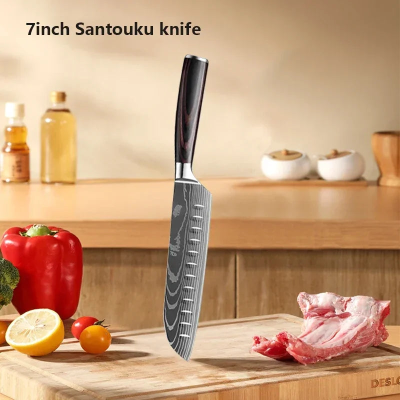Conjunto de Facas de Cozinha Damascus — Faca de Chef Profissional