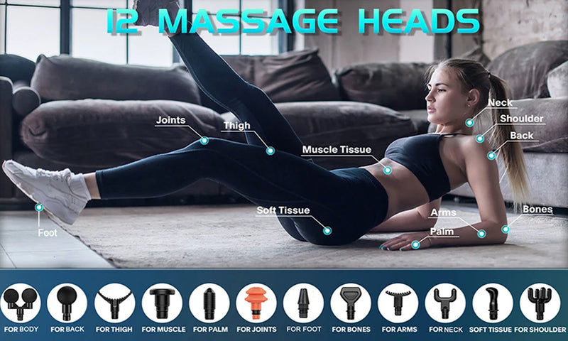 Massageador Profissional 24V — Compressa Quente e Fria, 12 Cabeças, Alta Frequência para Relaxar Músculos