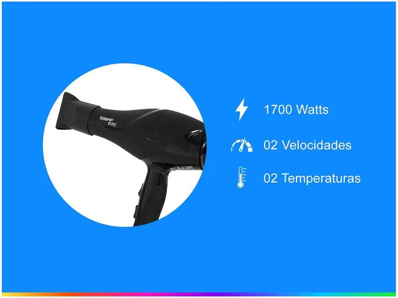 Secador Taiff Easy Black 1700W — 2 Velocidades | 220V