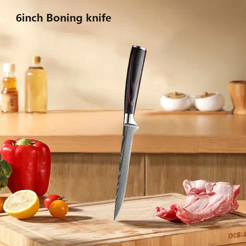 Conjunto de Facas de Cozinha Damascus — Faca de Chef Profissional