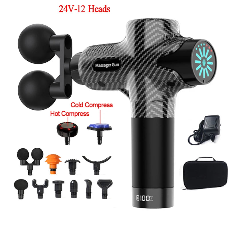 Massageador Profissional 24V — Compressa Quente e Fria, 12 Cabeças, Alta Frequência para Relaxar Músculos