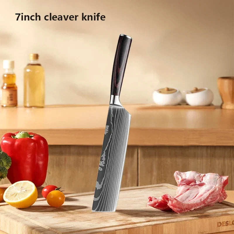 Conjunto de Facas de Cozinha Damascus — Faca de Chef Profissional