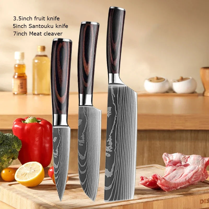 Conjunto de Facas de Cozinha Damascus — Faca de Chef Profissional