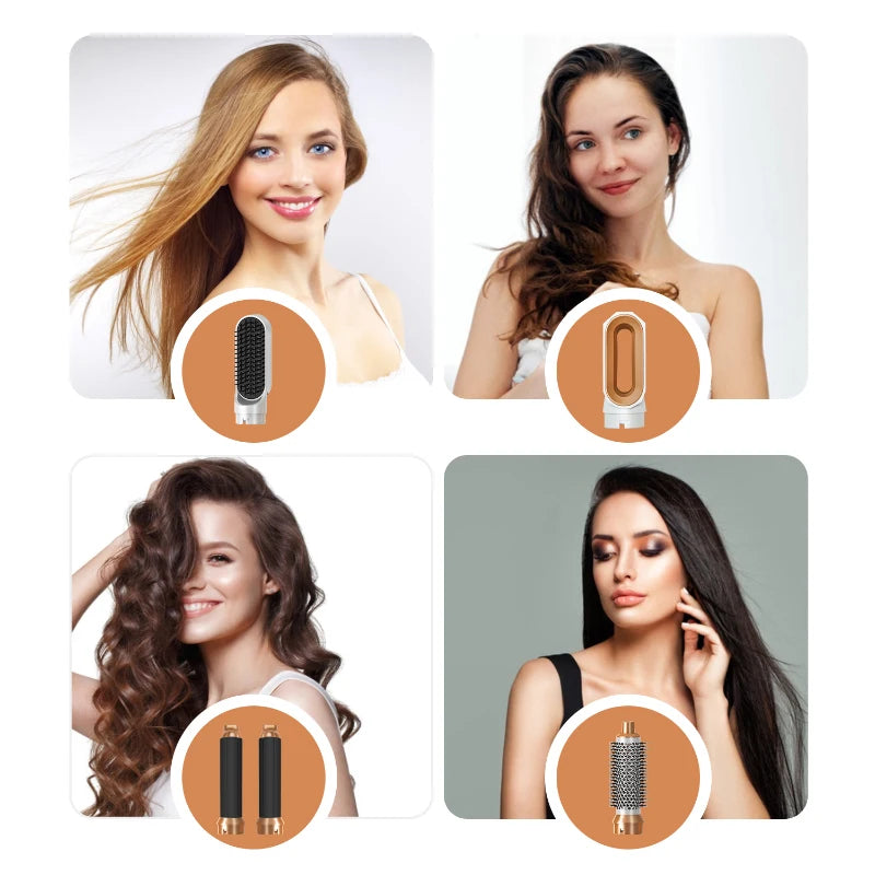 Kit Secador 5 em 1 — Alisador, Modelador e Pente Quente Profissional | Uso Doméstico