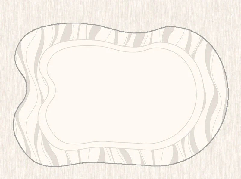 Tapete Moderno Creme com Listras Pretas – Antiderrapante e Fácil de Limpar
