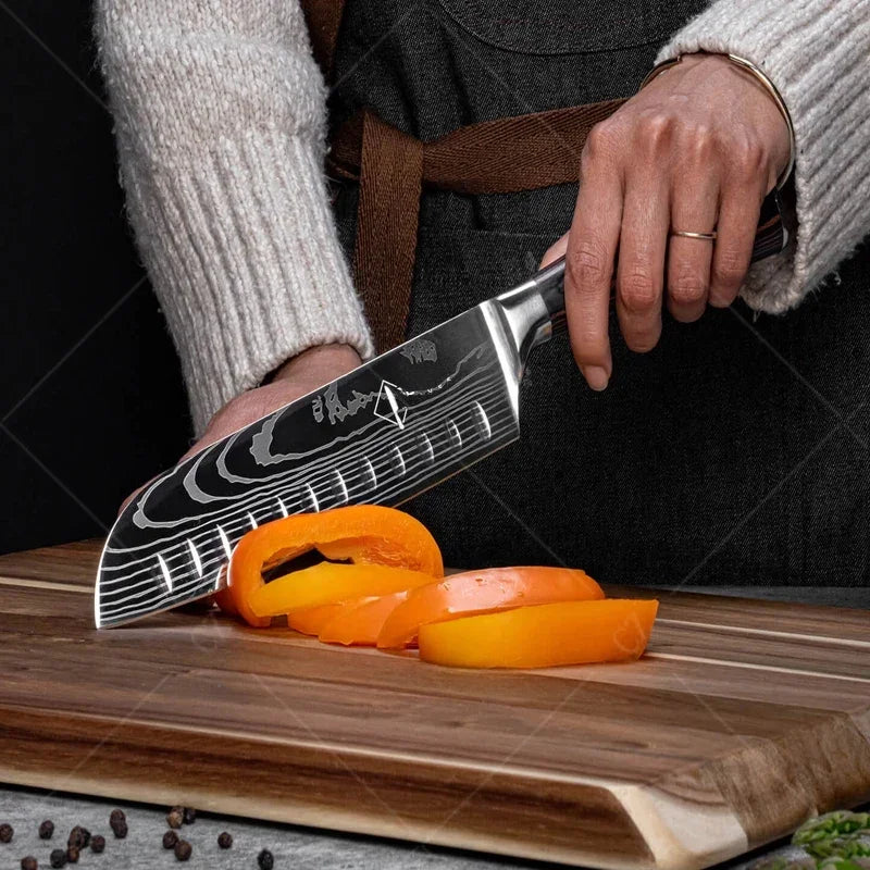 Conjunto de Facas de Cozinha Damascus — Faca de Chef Profissional