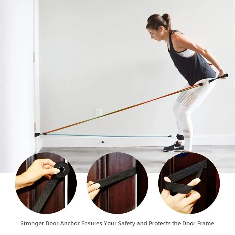 Corda Elástica Fitness 5 Tubos — Bandas de Resistência para Yoga, Alongamento e Treino Abdominal
