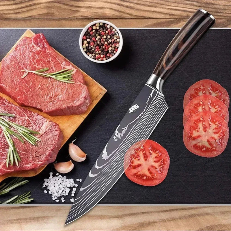 Conjunto de Facas de Cozinha Damascus — Faca de Chef Profissional