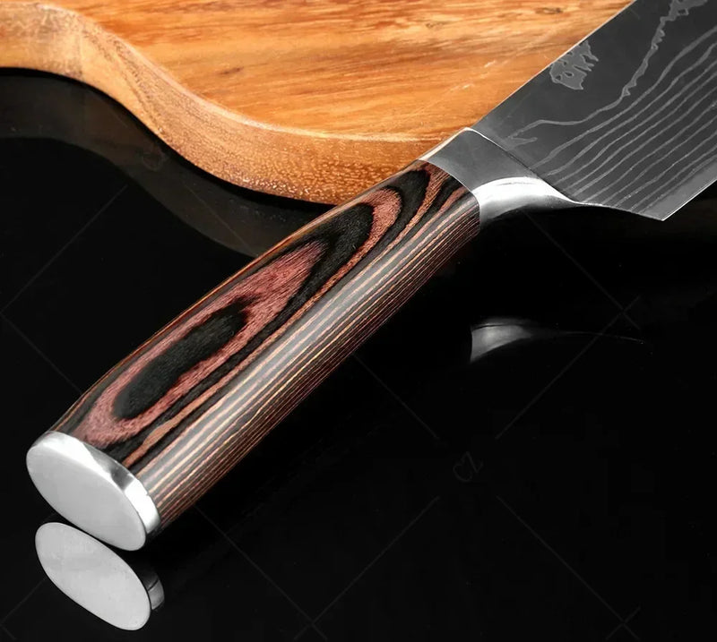 Conjunto de Facas de Cozinha Damascus — Faca de Chef Profissional