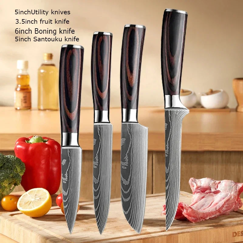 Conjunto de Facas de Cozinha Damascus — Faca de Chef Profissional