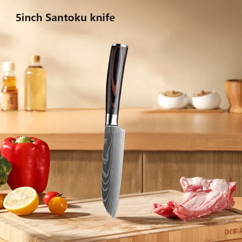 Conjunto de Facas de Cozinha Damascus — Faca de Chef Profissional