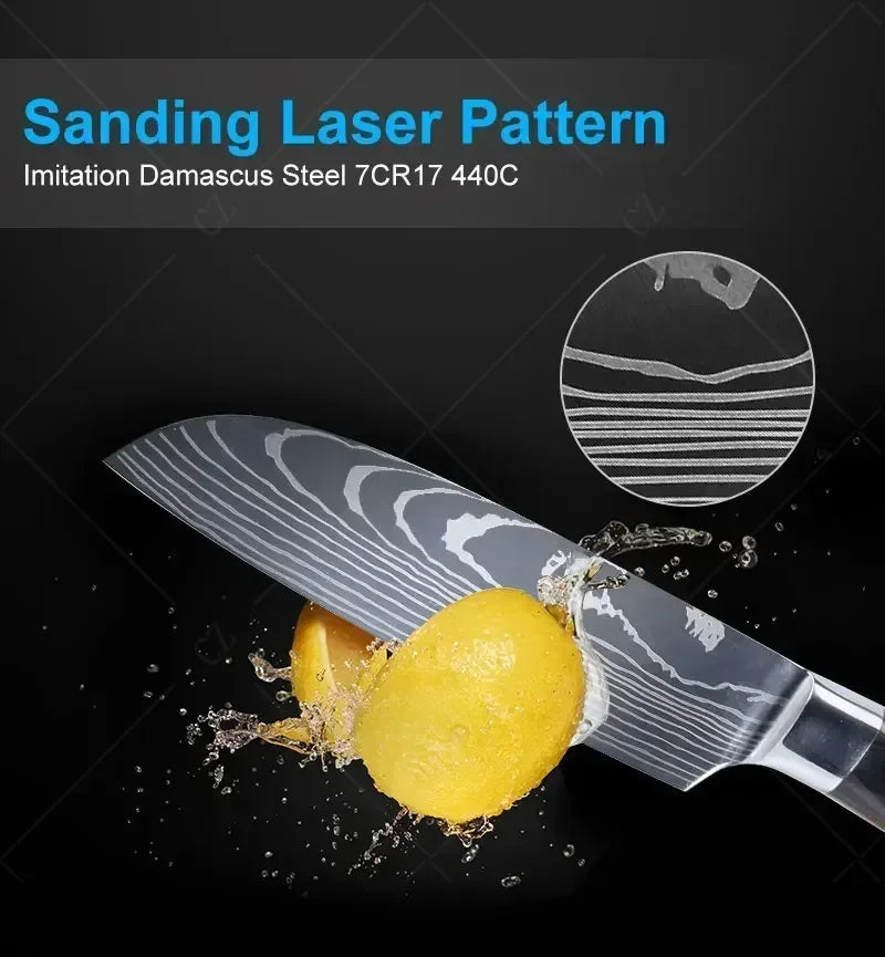 Conjunto de Facas de Cozinha Damascus — Faca de Chef Profissional