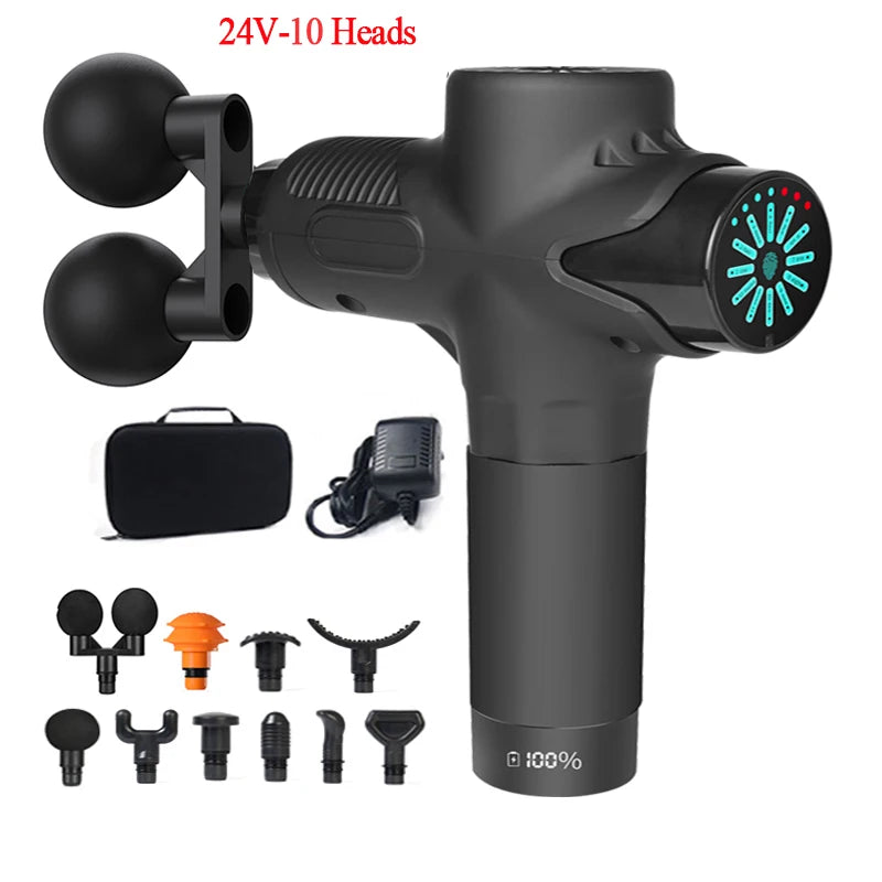 Massageador Profissional 24V — Compressa Quente e Fria, 12 Cabeças, Alta Frequência para Relaxar Músculos