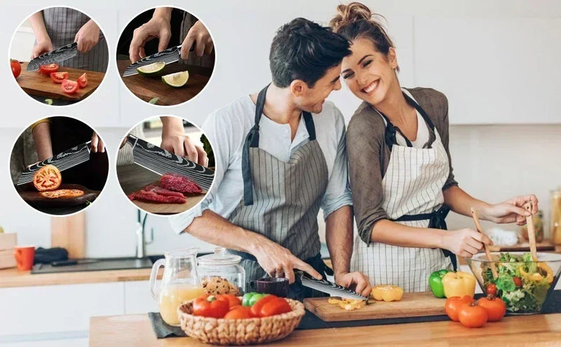 Conjunto de Facas de Cozinha Damascus — Faca de Chef Profissional